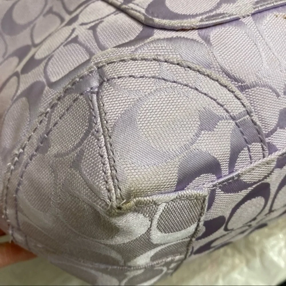 Coach rare purple leather and canvas signature c tote bag